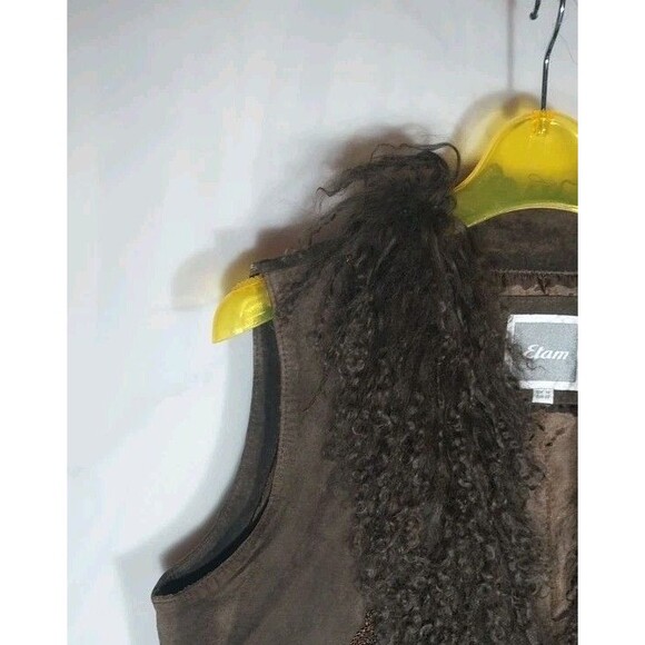 Etam Suede Vest Eur 42 (US 12) Embroidered Fur Trim Boho Hippie Cowgirl Western - Picture 4 of 14